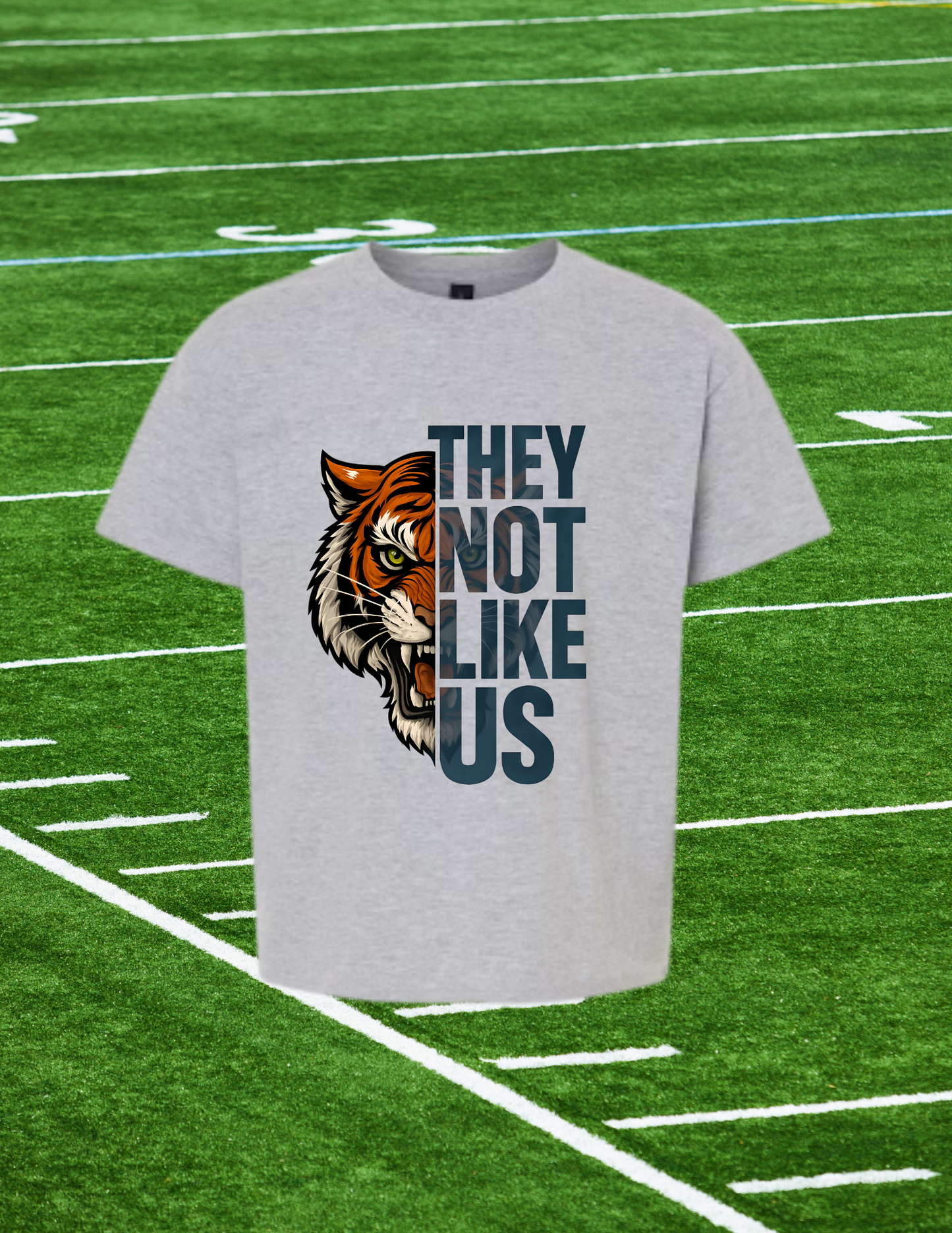 🔥 “They Not Like Us” Tiger Pride Tee – Fierce Game Day Statement