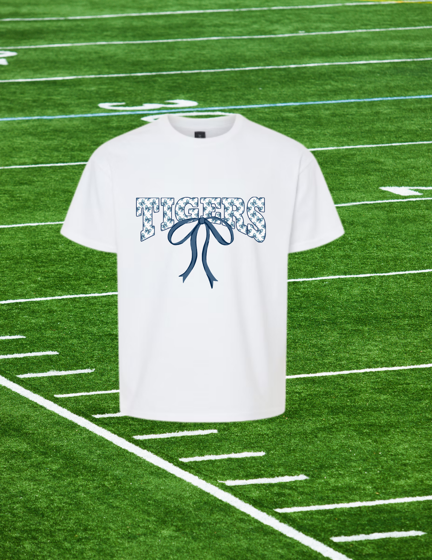 🎀 Floral Bow Tigers Tee – Spirit with a Stylish Twist