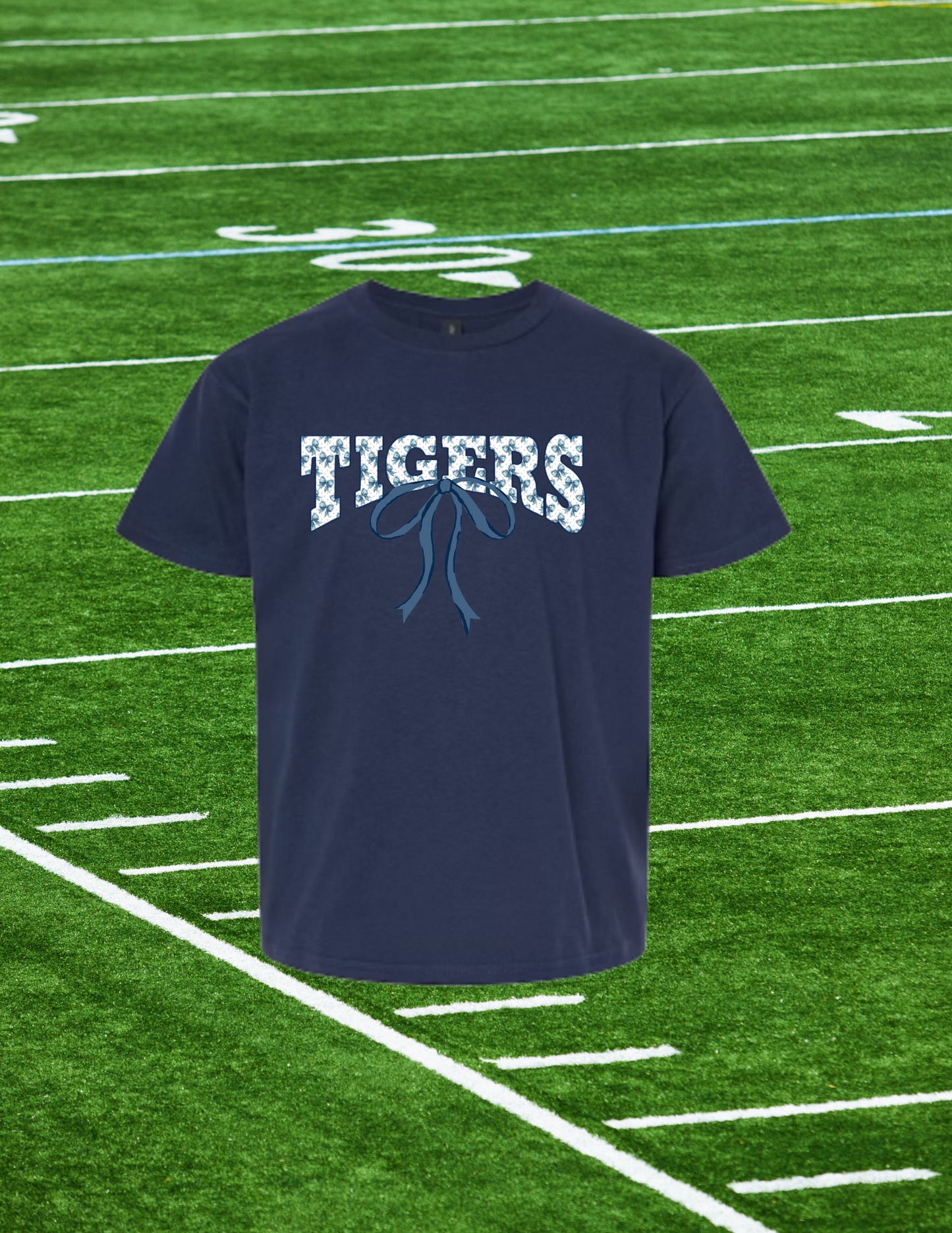 🎀 Floral Bow Tigers Tee – Spirit with a Stylish Twist