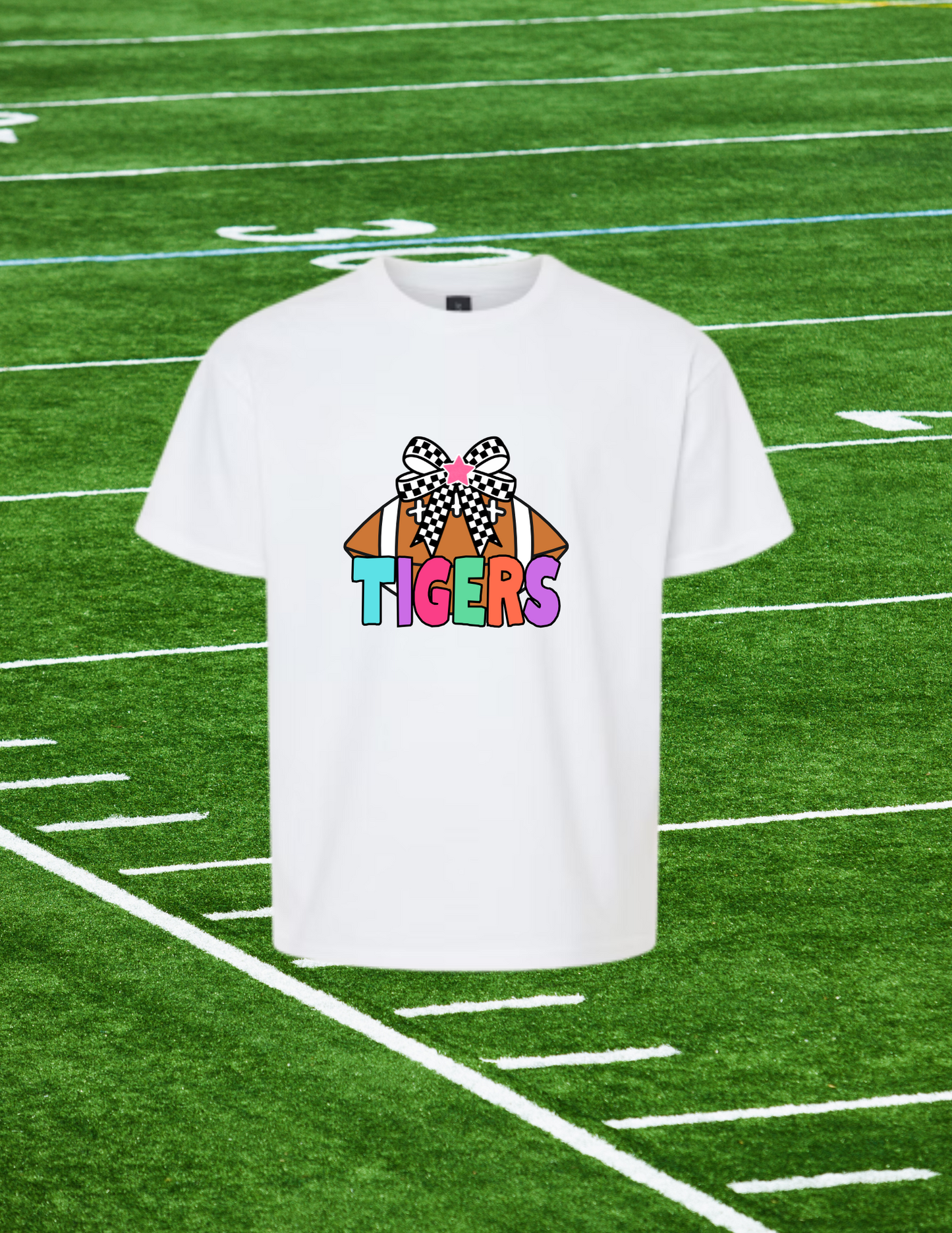 🎀 Color Pop Tigers Cheer Tee – Fun, Bold & Game Day Ready